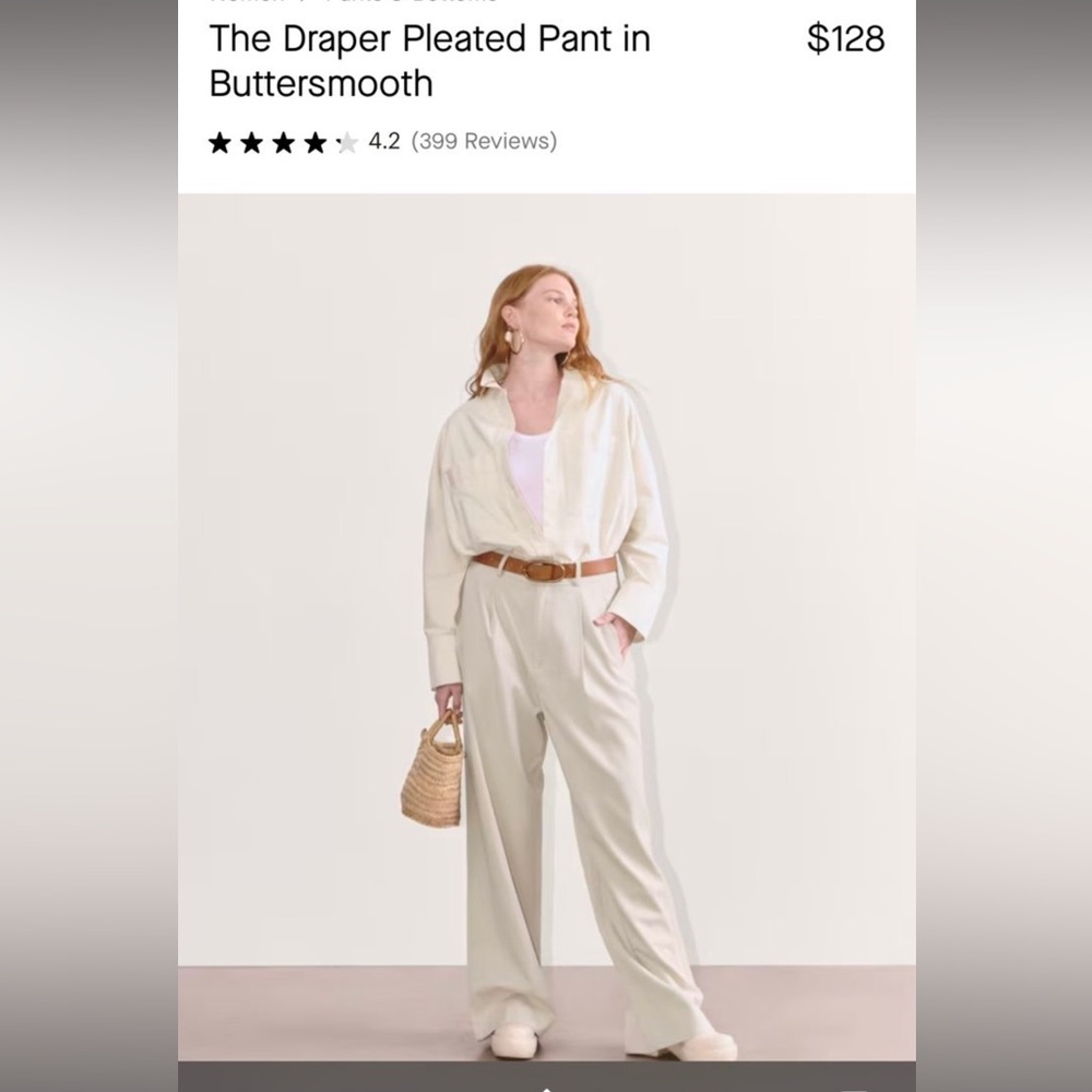 The Draper Pleated Pant in Cream by Everlane